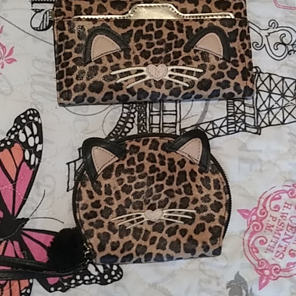 Animal print wallet with matching wristlet